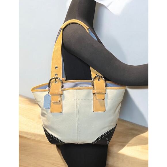 Vintage Coach 9510 Soho Twill Tote Bag & Small Twill Wristlet - Picture 9 of 14